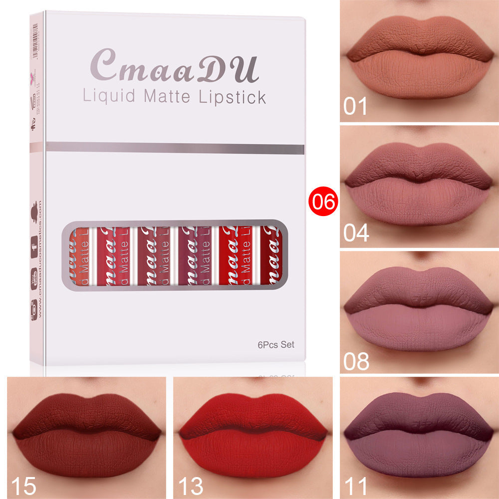 6 Boxes Of Matte Non-stick Cup Waterproof Lipstick Long Lasting Lip Gloss - SD & CO.