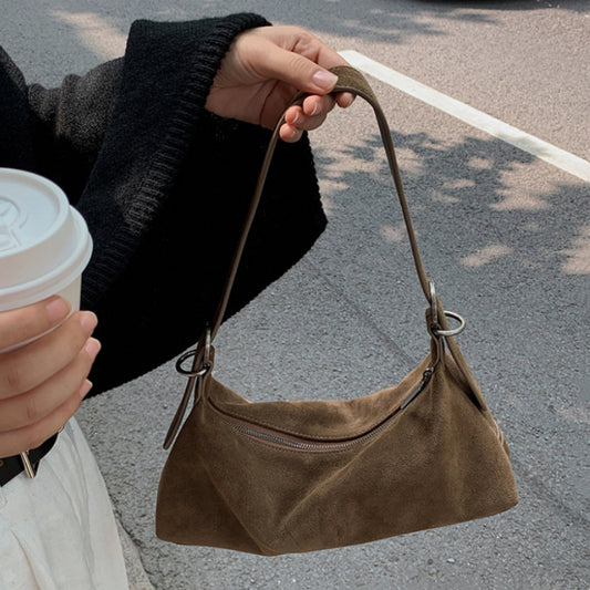 Deerskin Velvet Vintage Soft Leather Frosted Underarm Bag