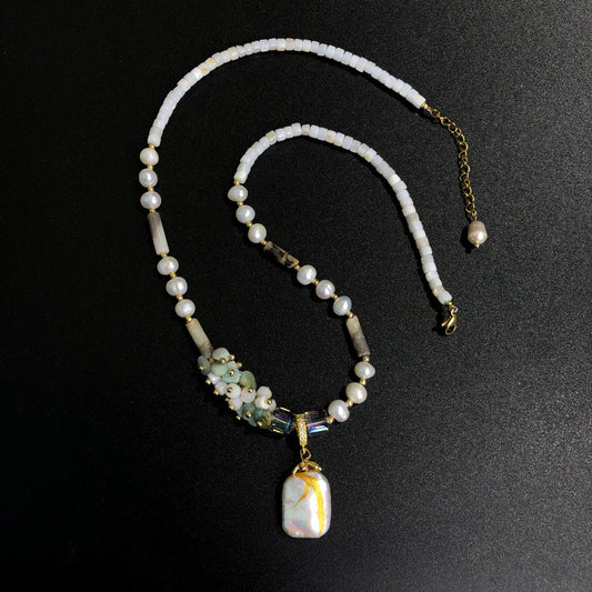 Hand-woven Colored Necklace With Natural Freshwater Pearls