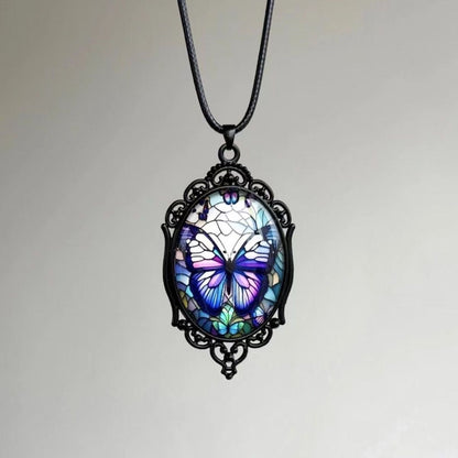 Fashionable And Elegant European And American Purple Butterfly Pattern Pendant Necklace