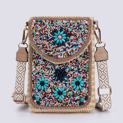 Rice Bead Bag Woven Women's Shoulder
