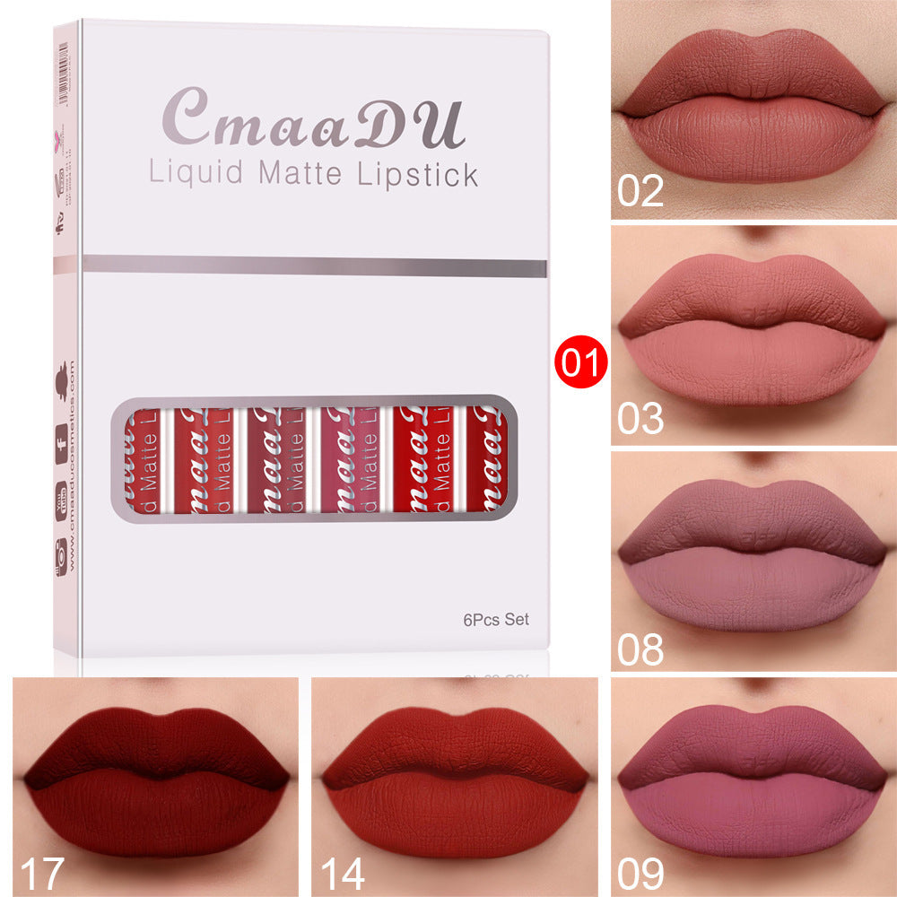 6 Boxes Of Matte Non-stick Cup Waterproof Lipstick Long Lasting Lip Gloss - SD & CO.