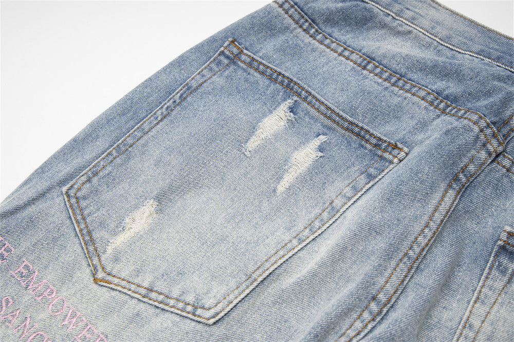 Ripped Beggar Denim Trousers For Men And Women