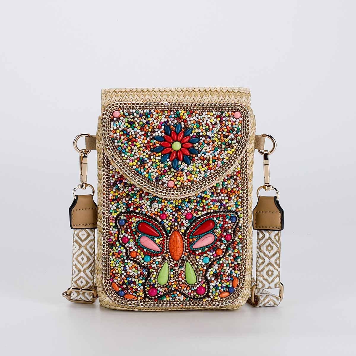 Rice Bead Bag Woven Women's Shoulder