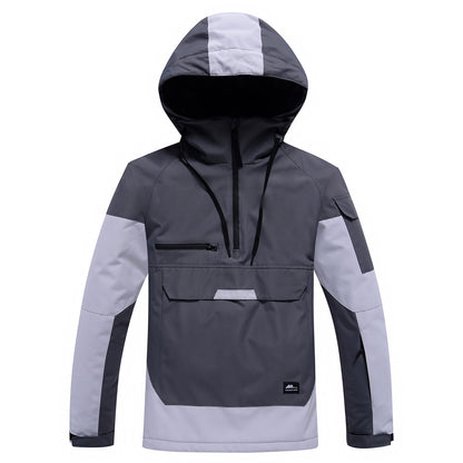 Contrast Color Windproof Water Breathable Couple Ski Hoodie
