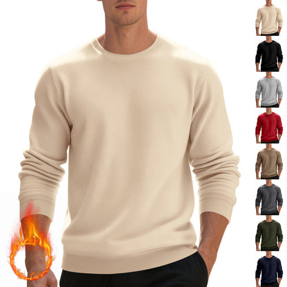 Fleece-lined Crew Neck Sweater Male Loose Casual Top - SD & CO.
