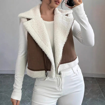 Western Style Light Fur Integrated Lamb Wool Vest