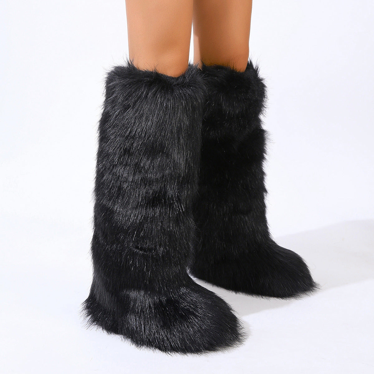 Flat Heel High-top Warm Winter Long Tube Fur Boots