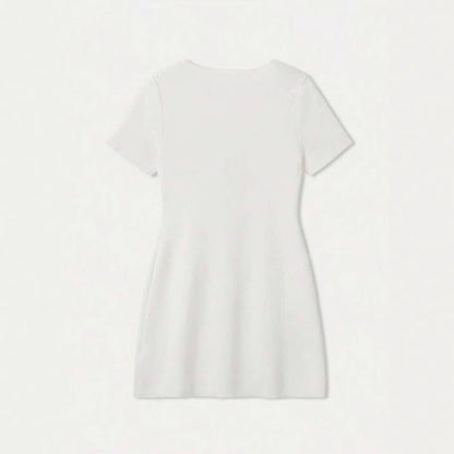 Solid Color Summer Women's Metal Button Knit Dress