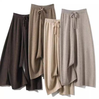 Draped Floor-length Knit Casual Pants