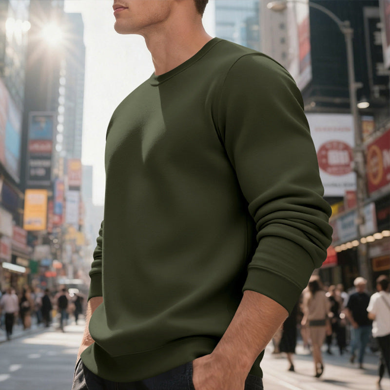 Fleece-lined Crew Neck Sweater Male Loose Casual Top - SD & CO.