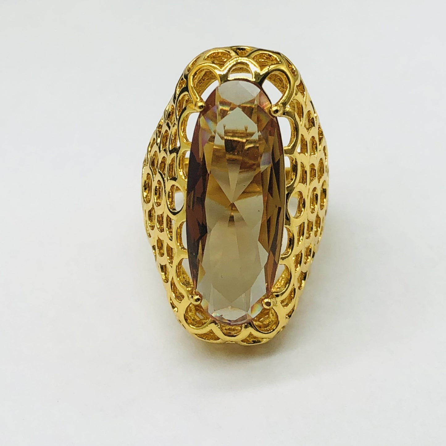 Hand Inlaid Copper-plated 18K Gold Ring For Women