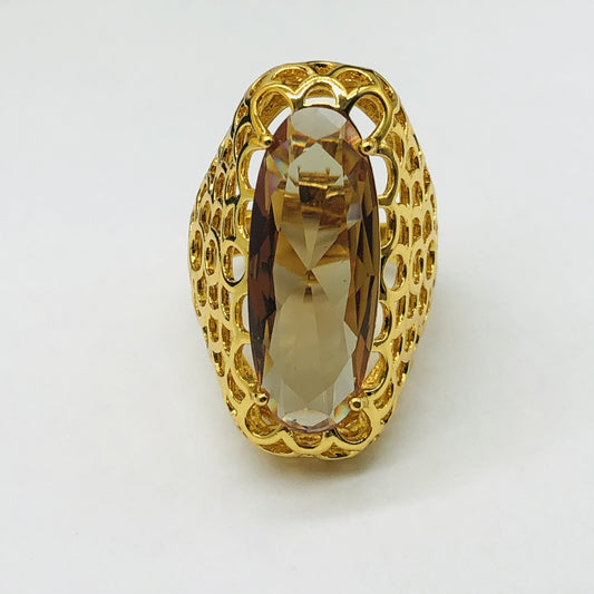 Hand Inlaid Copper-plated 18K Gold Ring For Women