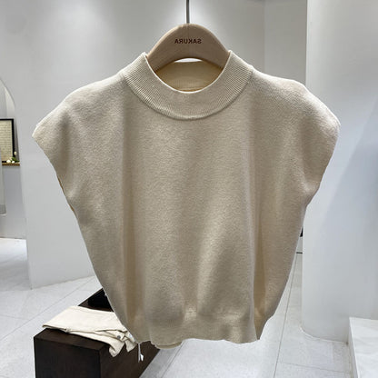 Sleeveless Loose Short Waist Bandage Dress Outer Wear Vest