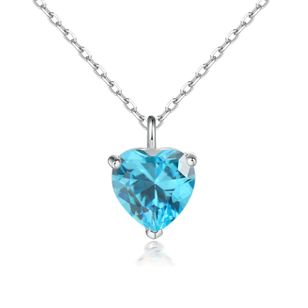 Simple Heart-shaped Zircon Pendant Necklace Versatile
