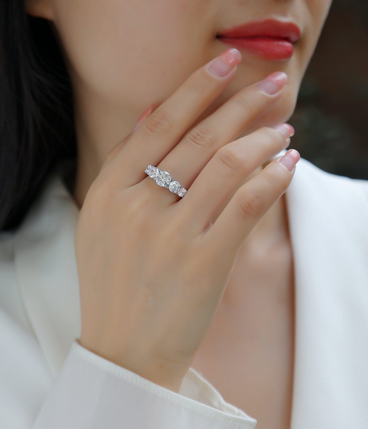 Deep Affection - Set With 1-carat Top-quality Moissanite S925 Silver And Platinum-plated Diamond Wedding Ring. The Ring Can Be Tested With A Diamond Pen In Gold And Rose Gold