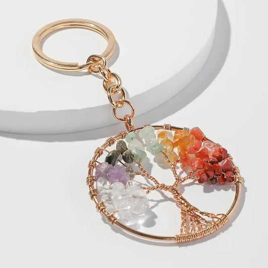 Crystal Chips Tree Of Life Keychain