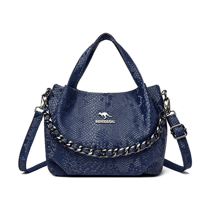 Niche Chain Versatile Genuine Leather Pleated Shoulder Bag