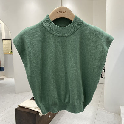 Sleeveless Loose Short Waist Bandage Dress Outer Wear Vest