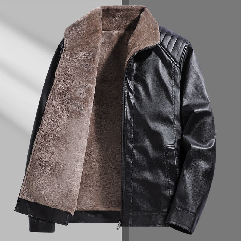 Fleece-lined Real Leather Jacket