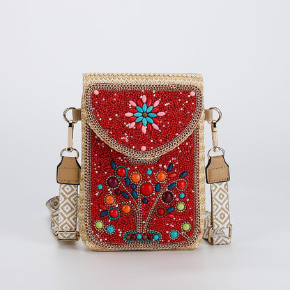 Rice Bead Bag Woven Women's Shoulder