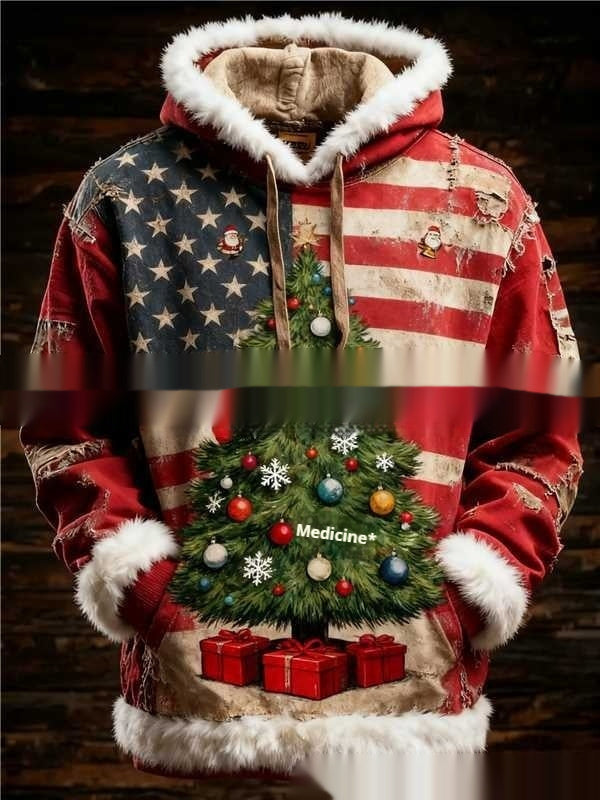 European And American Winter Merry Christmas Hoodie With Pocket