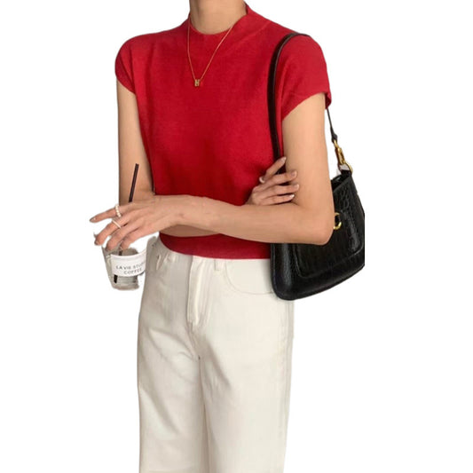 Sleeveless Loose Short Waist Bandage Dress Outer Wear Vest