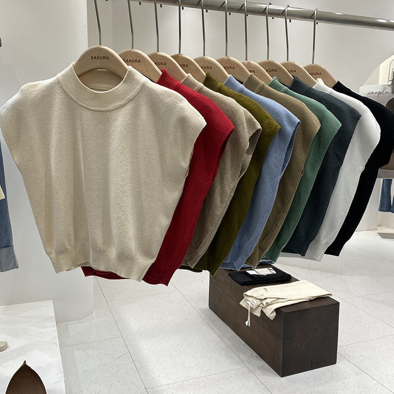 Sleeveless Loose Short Waist Bandage Dress Outer Wear Vest