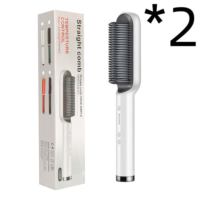 New 2 In 1 Hair Straightener Hot Comb Negative Ion Curling Tong Dual-purpose Electric Hair Brush - SD & CO.