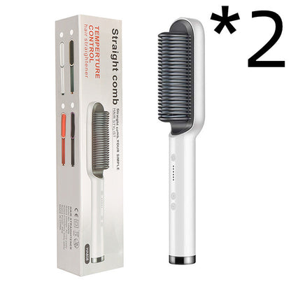 New 2 In 1 Hair Straightener Hot Comb Negative Ion Curling Tong Dual-purpose Electric Hair Brush - SD & CO.