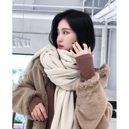 Women's Versatile Fashion Solid Color Knitted Woolen Scarf