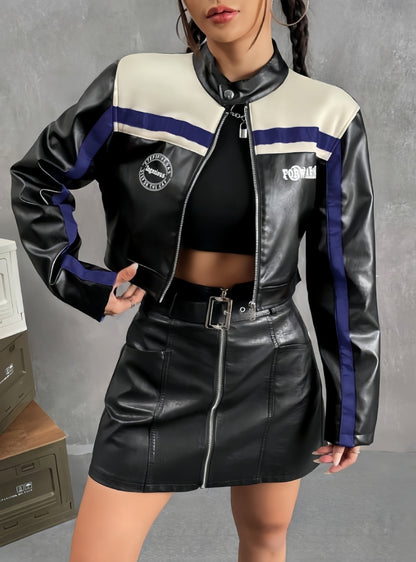 Striped Zipper Coat For Women - SD & CO.