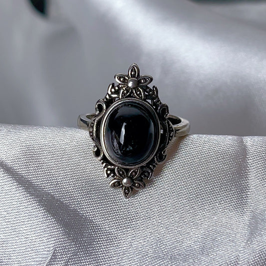 Fashionable Golden Black Tourmaline Pendant Ring For Women