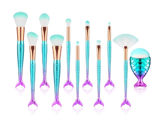 11pcs Makeup Brushes Kit Maquiagem Maquillaje New Mermaid Foundation Eyebrow Eyeliner Cosmetic Makeup Brushes - SD & CO.