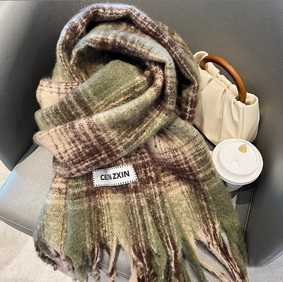 Scarf Winter Thicken Thermal Solid Color Mohair Shawl