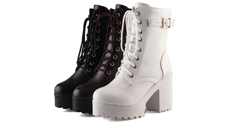 Women's Chunky Heel PU Martin Boots