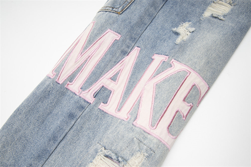 Ripped Beggar Denim Trousers For Men And Women