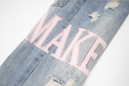 Ripped Beggar Denim Trousers For Men And Women