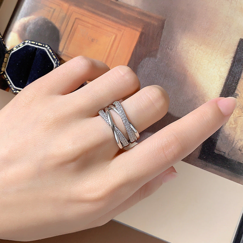 Double-layer X-shaped Adjustable Open Ring For Women