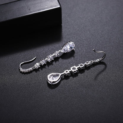 Europe And America Long Drop Earrings Copper Inlaid Strip