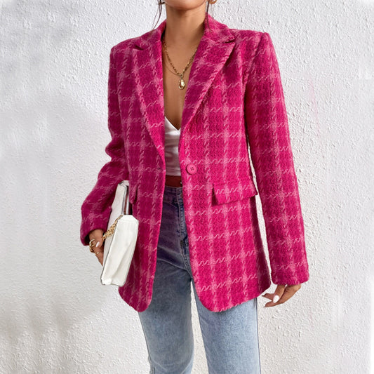 European And American Elegant Plaid Coat Mid-length - SD & CO.