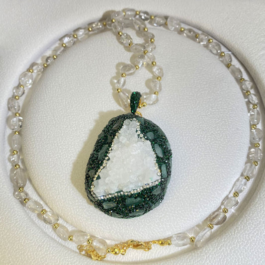 Crystal Bud Pendant Transparent Crystal Necklace For Women